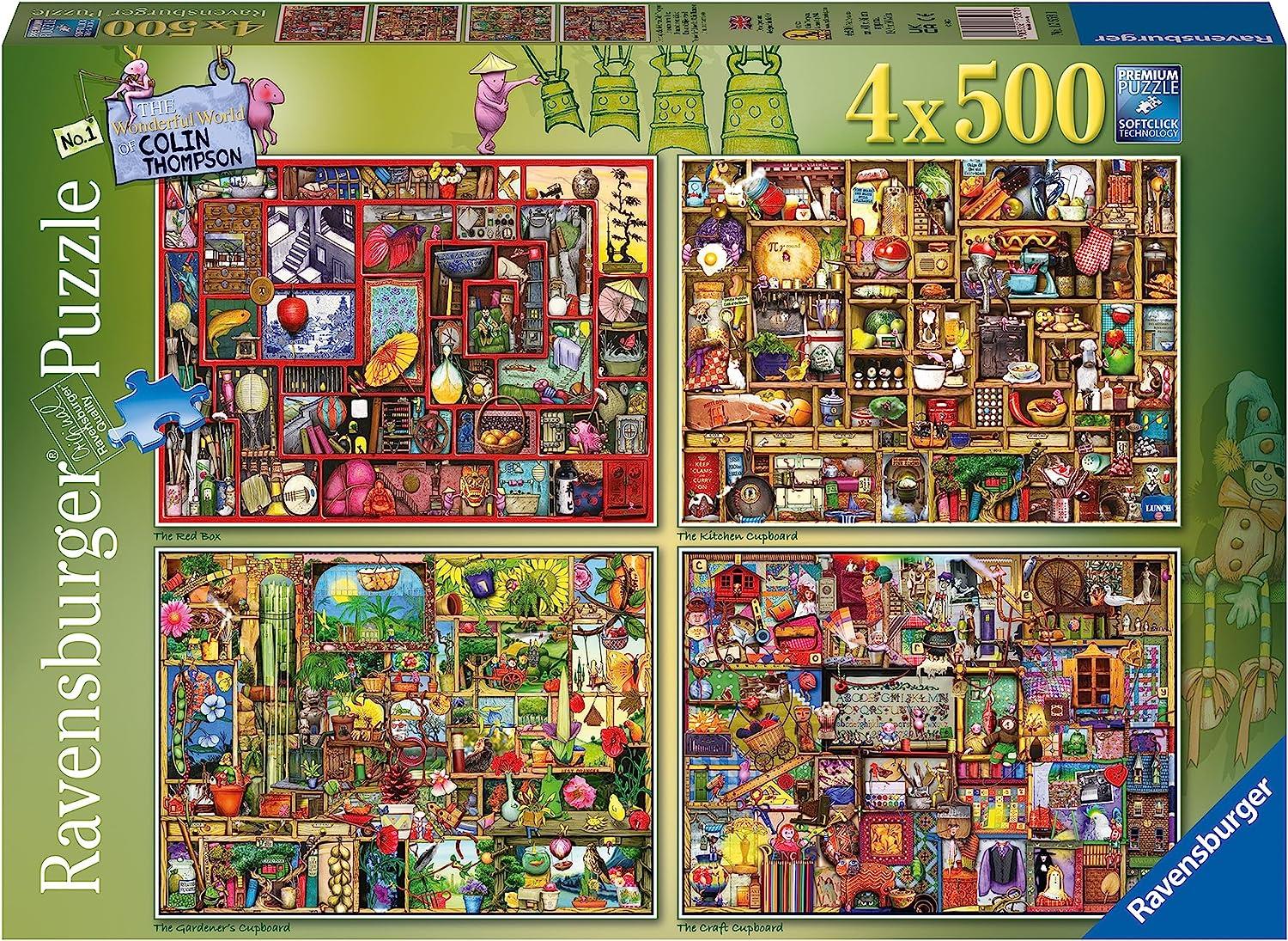 Ravensburger The Wonderful World of Colin Thompson 4 x 500 Piece Puzzle (Includes The Red Box) image 0